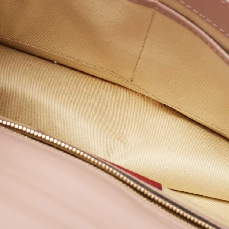 Pre Owned Valentino Pink Leather Medium Rockstud Glam Lock Flap Bag