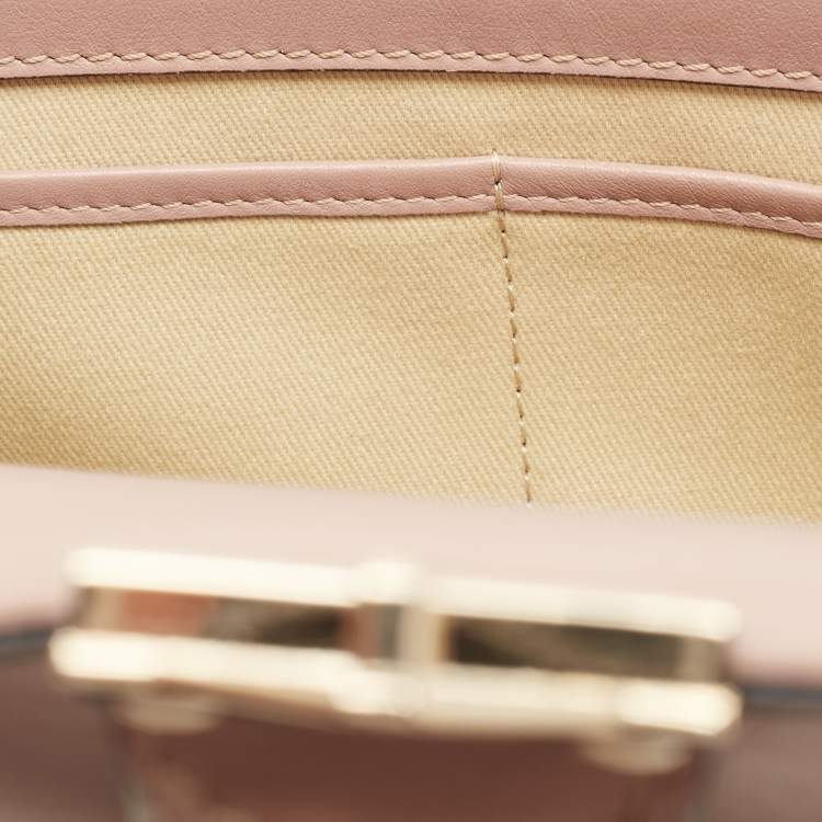 Pre Owned Valentino Pink Leather Medium Rockstud Glam Lock Flap Bag