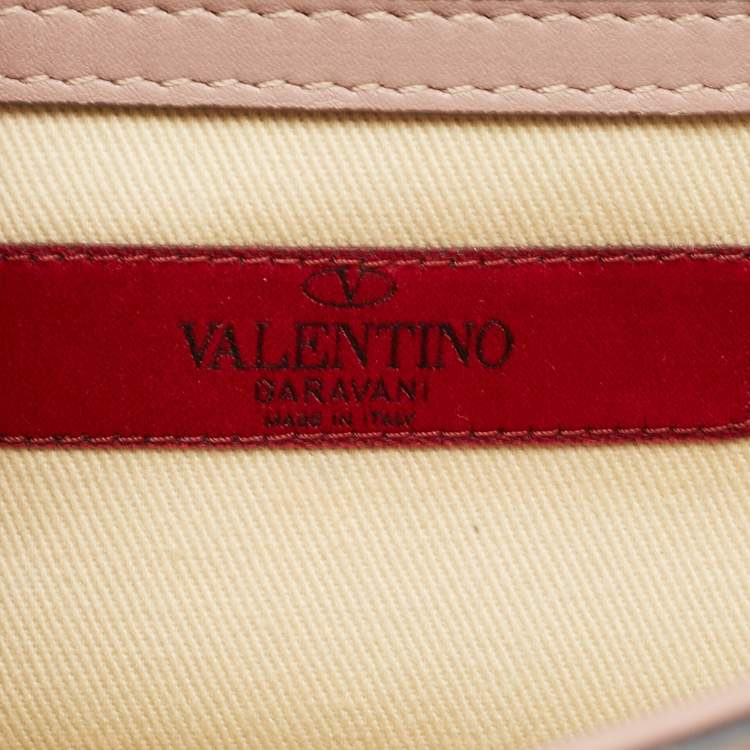 Pre Owned Valentino Pink Leather Medium Rockstud Glam Lock Flap Bag
