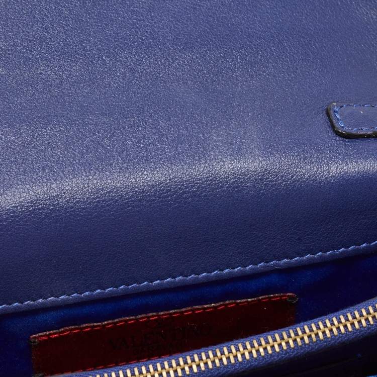 Pre Owned Valentino Blue Leather Rockstud Mini Chain Crossbody Bag 