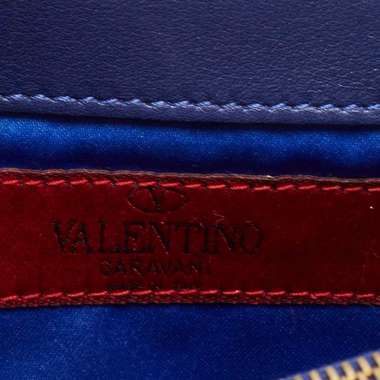 Pre Owned Valentino Blue Leather Rockstud Mini Chain Crossbody Bag 