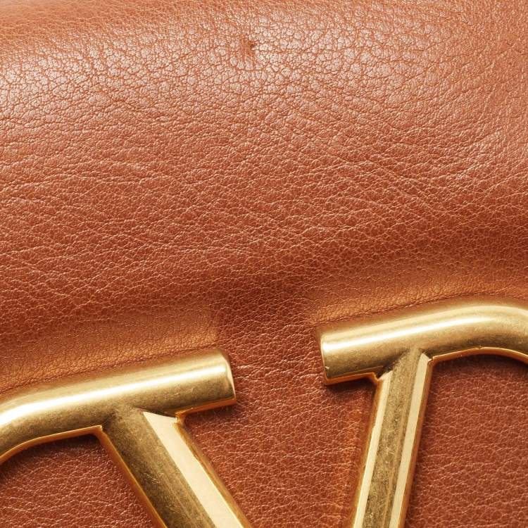 Pre Owned Valentino Brown/Black Leather VLogo Bucket Bag