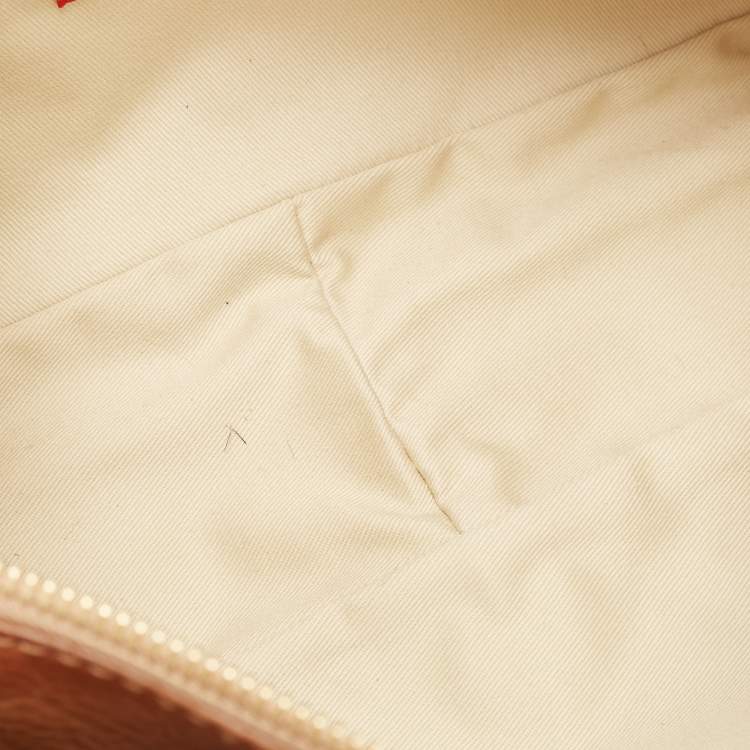 Pre Owned Valentino Brown/Natural Jute and Leather Catch Satchel