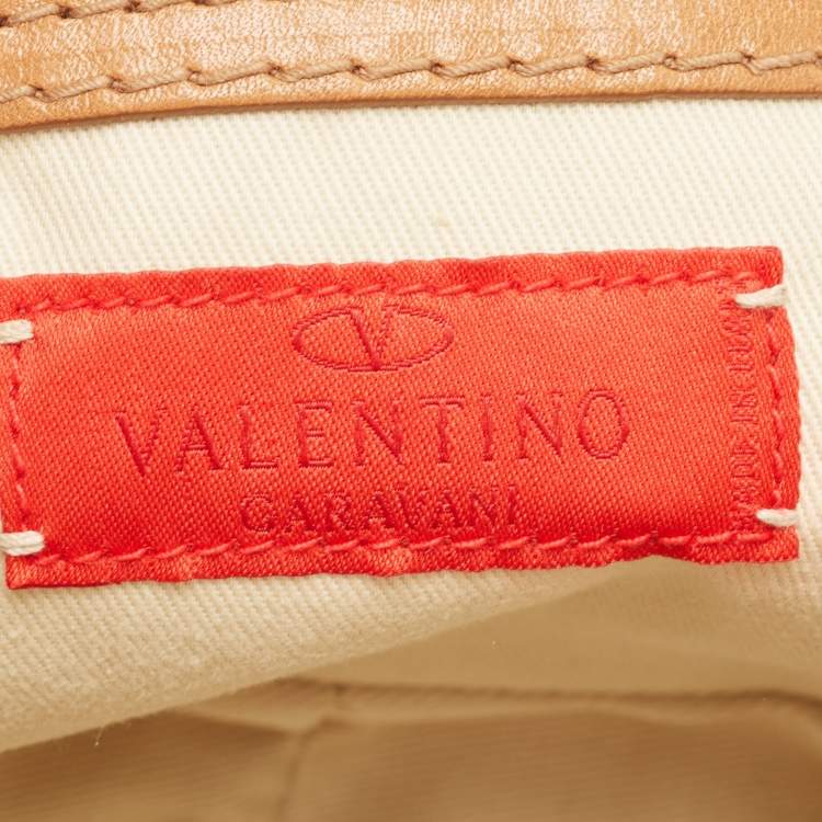 Pre Owned Valentino Brown/Natural Jute and Leather Catch Satchel