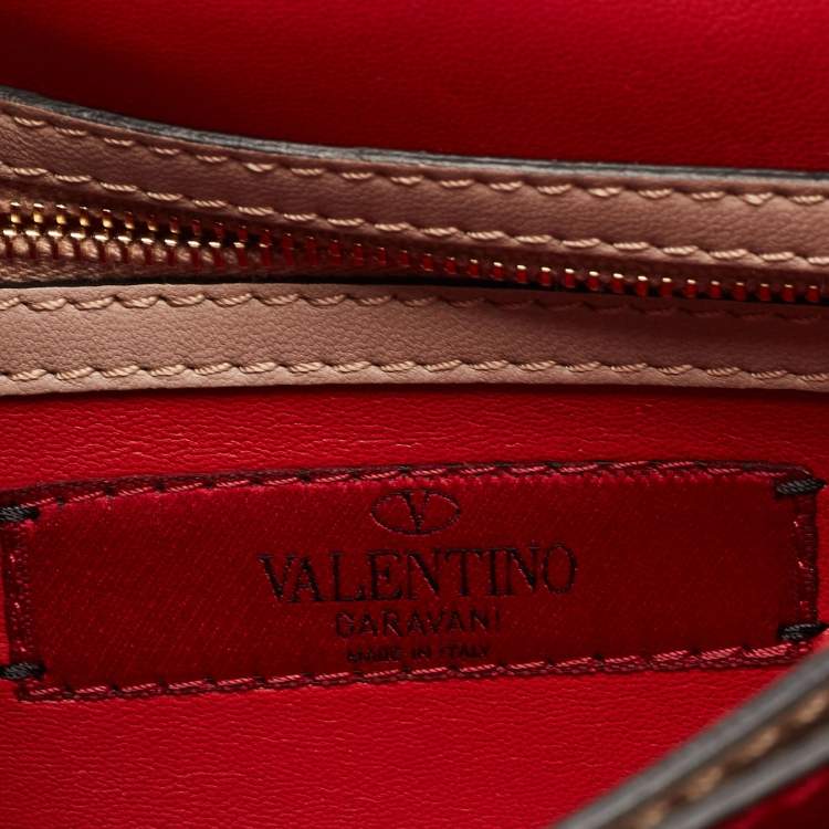 Pre Owned Valentino Beige Leather Rockstud Wristlet Clutch 