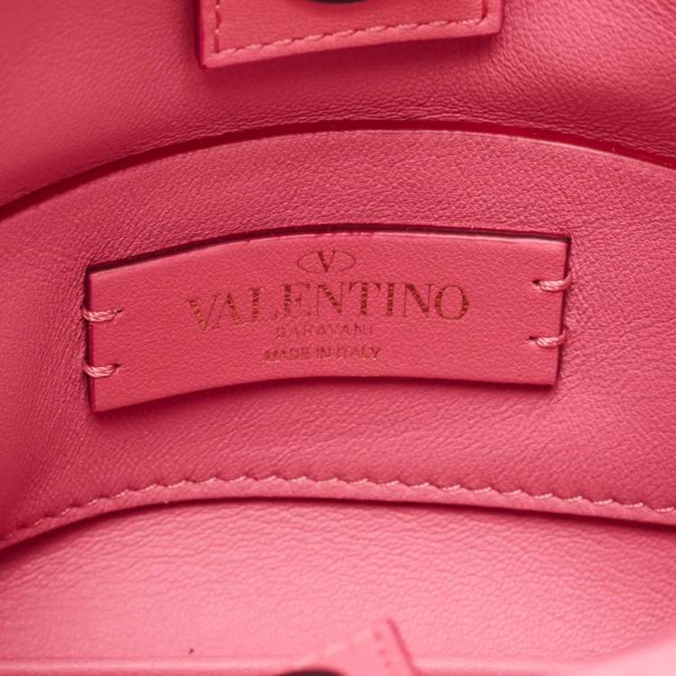 Pre Owned Valentino Pink Quilted Leather Small Roman Stud Top Handle Bag