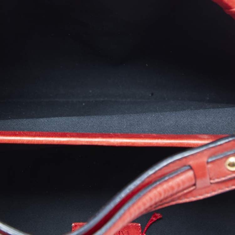 Pre Owned Valentino Red Leather Rose Frame Satchel