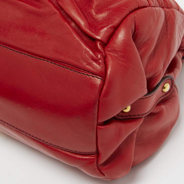 Pre Owned Valentino Red Leather Rose Frame Satchel