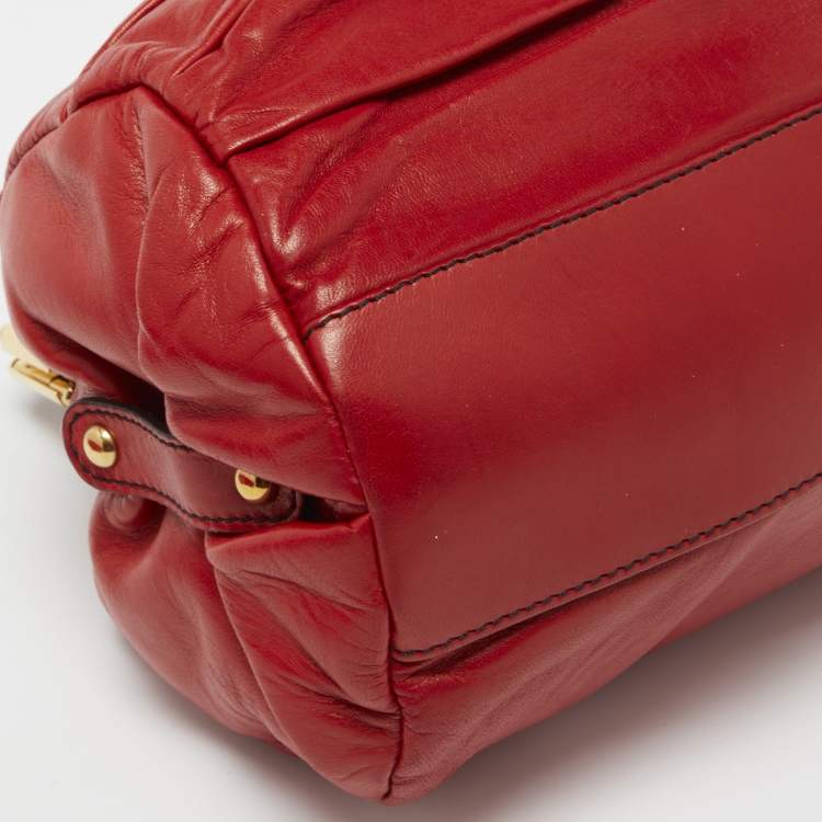 Pre Owned Valentino Red Leather Rose Frame Satchel