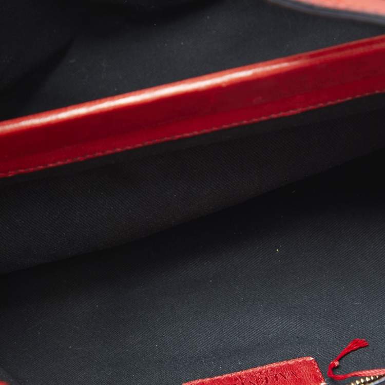 Pre Owned Valentino Red Leather Rose Frame Satchel