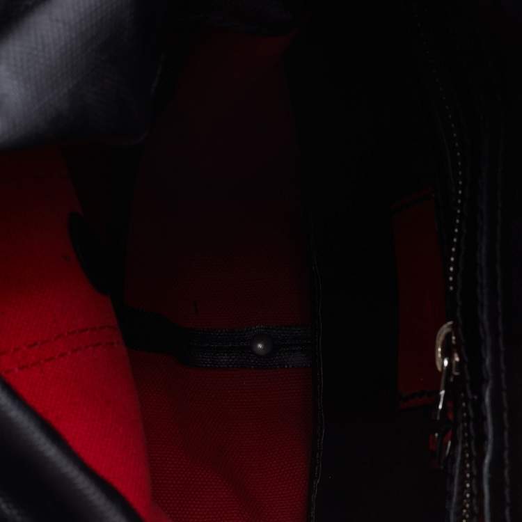 Pre Owned Valentino Black Patent Leather and Coated Canvas Catch Hobo