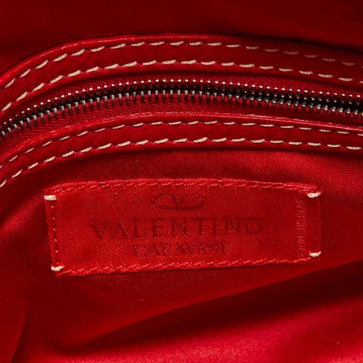 مملوكة مسبقًا Valentino Red Leather Front Pocket Satchel