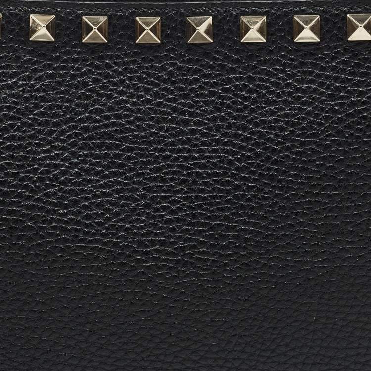 Pre Owned Valentino Black Leather Rockstud Clutch