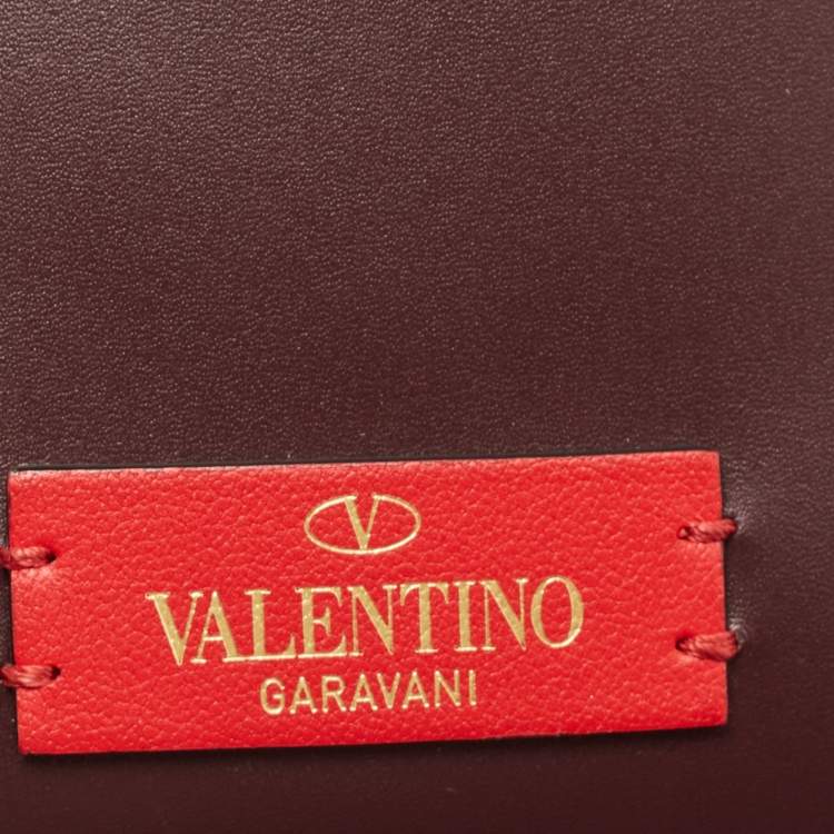 Pre Owned Valentino Burgundy Leather VLogo Bucket Bag
