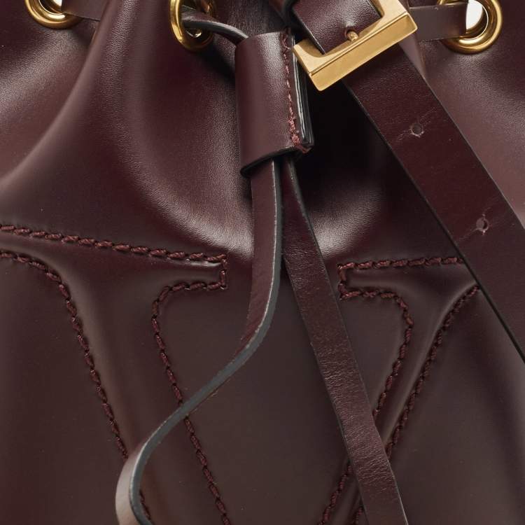 Pre Owned Valentino Burgundy Leather VLogo Bucket Bag