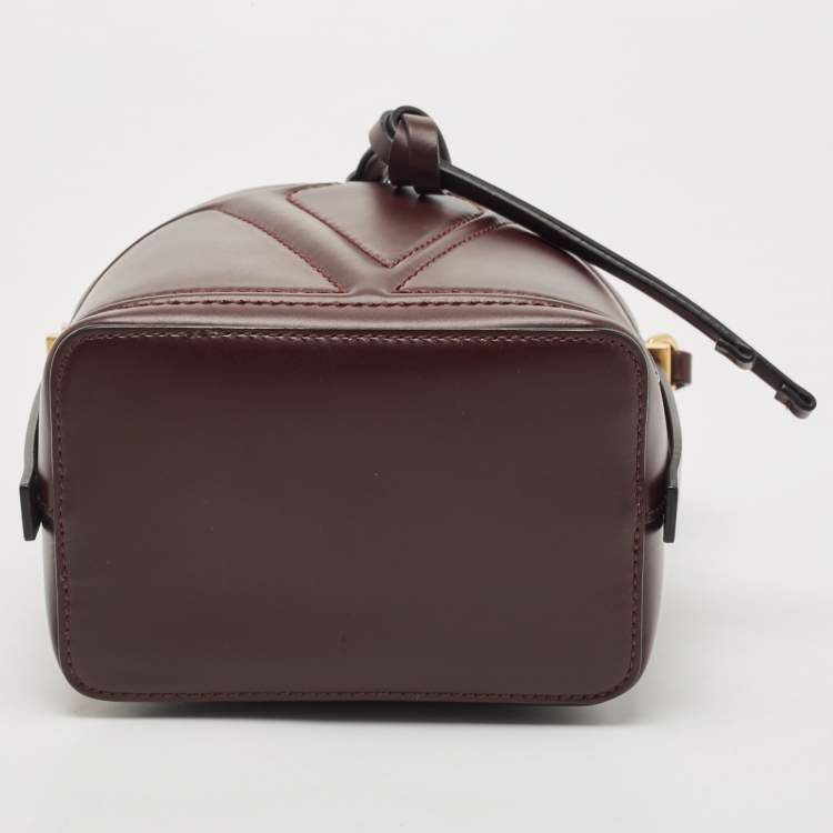 Pre Owned Valentino Burgundy Leather VLogo Bucket Bag