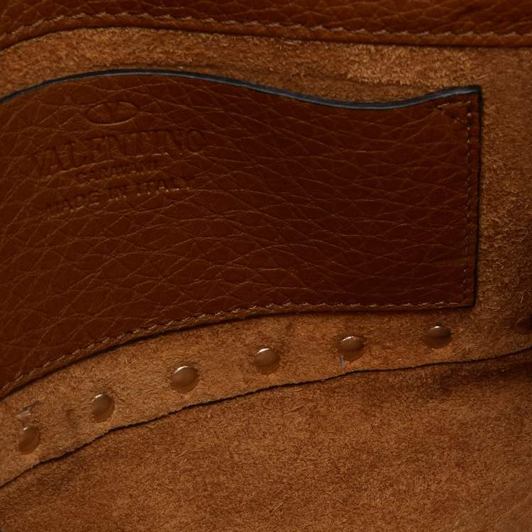 Pre Owned Valentino Tan Leather Rockstud Chain Clutch