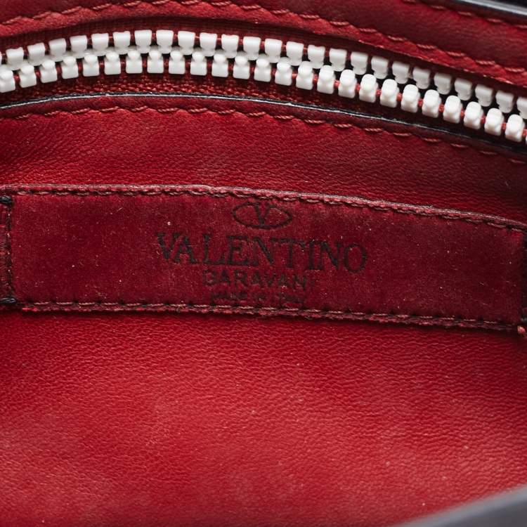 Pre Owned Valentino Black Quilted Leather Medium Rockstud Spike Top Handle Bag