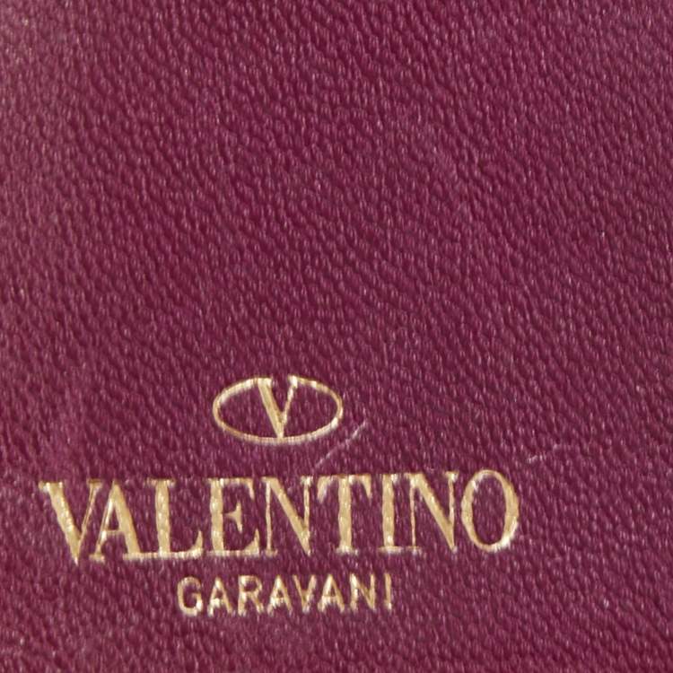 Pre Owned Valentino Fuchsia Snake Leather Crystal Catch Flap Wallet