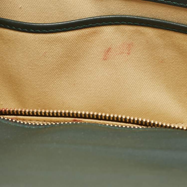Pre Owned Valentino Green Leather Small Rockstud Glam Lock Flap Bag