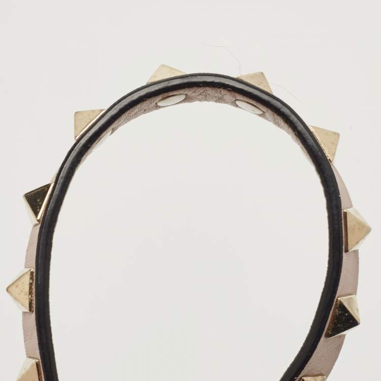 Pre Owned Valentino Beige Leopard Print Calfhair and Leather Small Rockstud Trapeze Tote