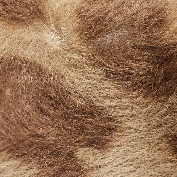 Pre Owned Valentino Beige Leopard Print Calfhair and Leather Small Rockstud Trapeze Tote