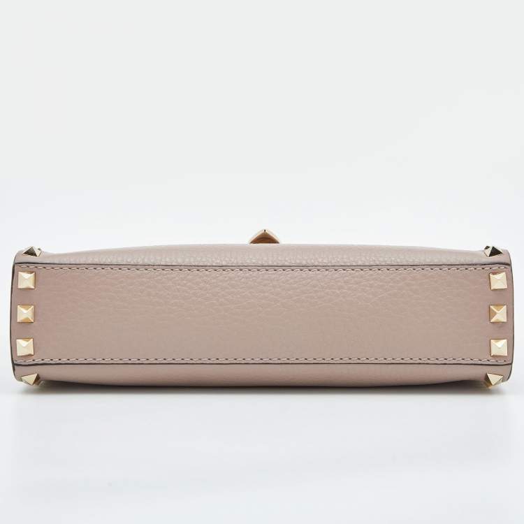 Pre Owned Valentino Pink Leather Rockstud Flap Crossbody Bag