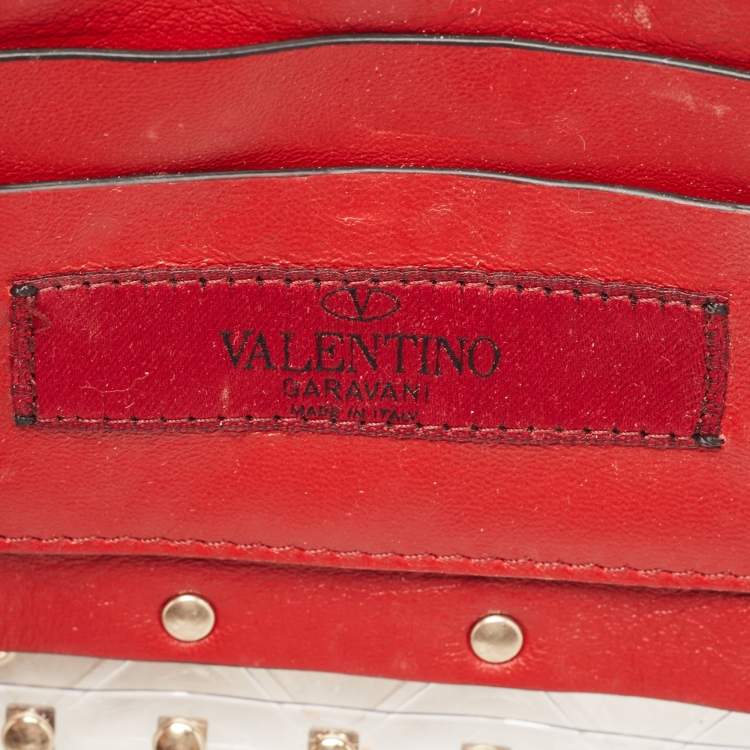 Pre Owned  Valentino Clear/Red PVC Medium Rockstud Spike Top Handle Bag