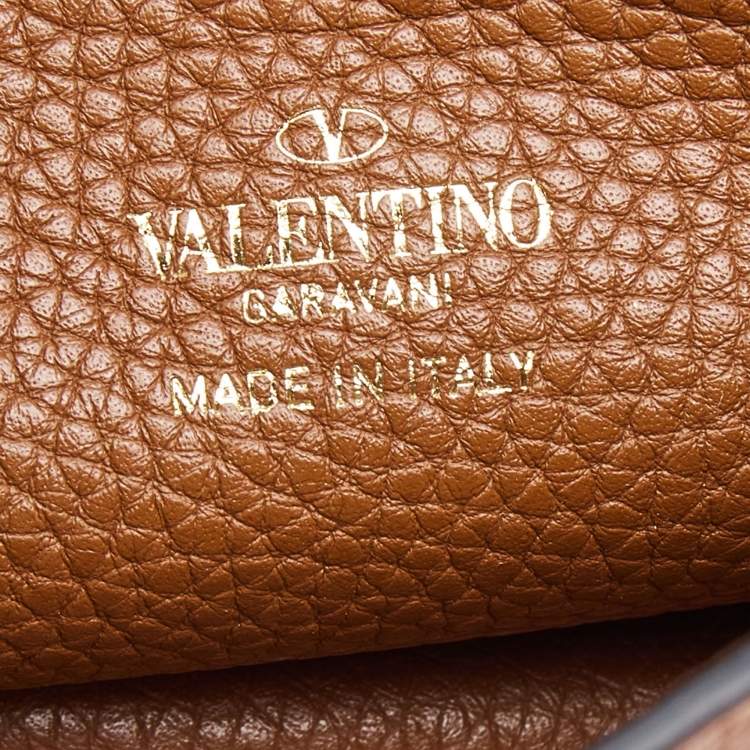 Pre Owned Valentino Brown Leather Rockstud Chain Phone Pouch