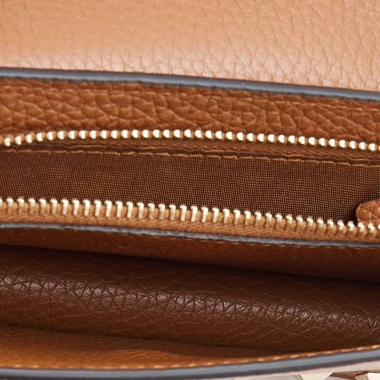 Pre Owned Valentino Brown Leather Rockstud Chain Phone Pouch