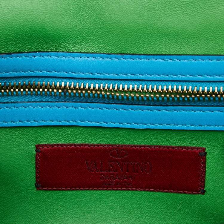 Pre Owned Valentino Multicolor Leather Small Rockstud Glam Lock Flap Bag