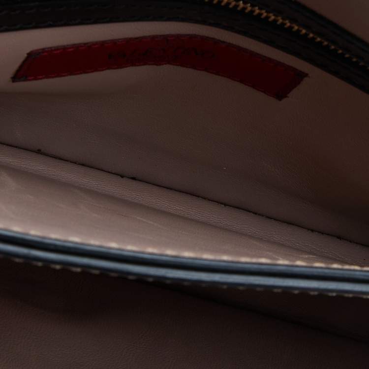Pre Owned Valentino Black Patent Leather Rockstud Wristlet Clutch