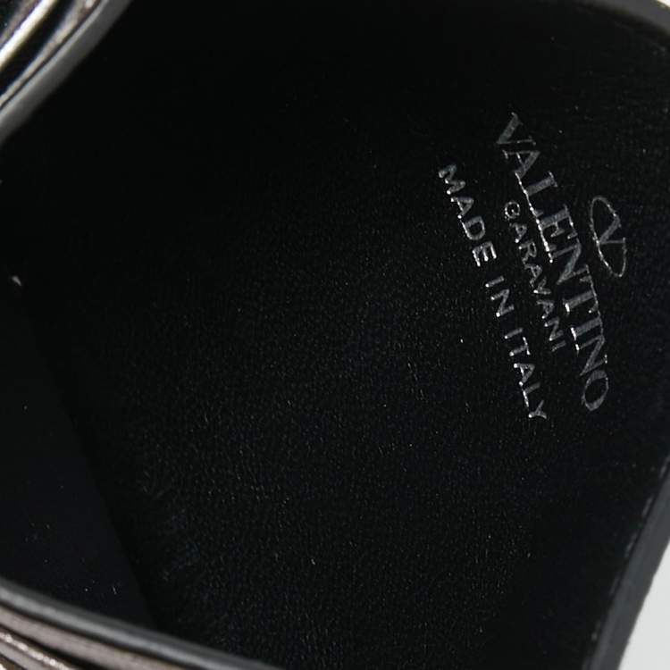 Pre Owned Valentino Silver Leather V-Logo Card Holder