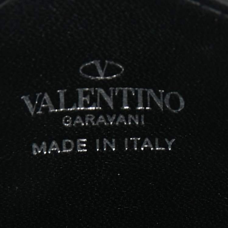 Pre Owned Valentino Silver Leather V-Logo Card Holder