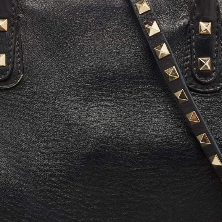 Pre Owned Valentino Black Leather Rockstud Dome Tote