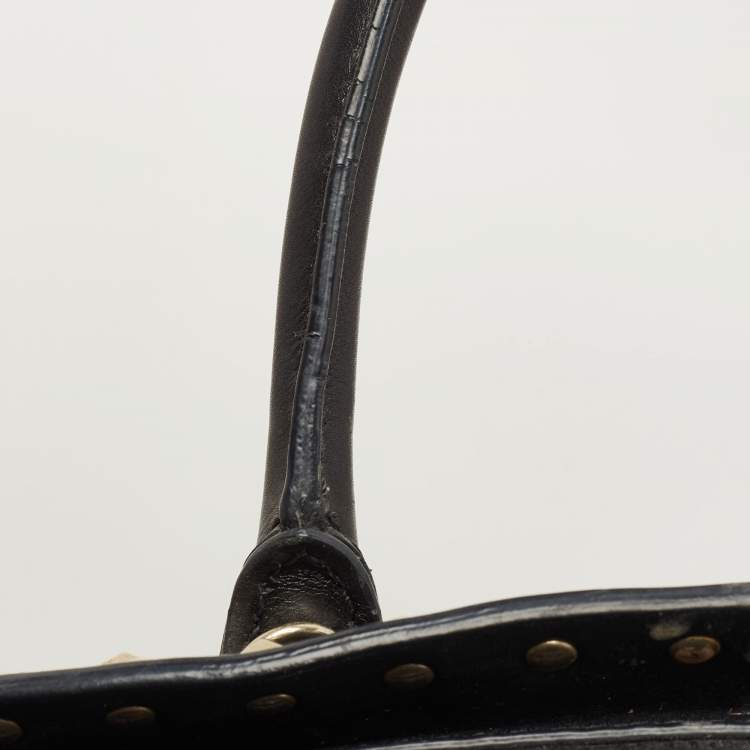 Pre Owned Valentino Black Leather Rockstud Dome Tote