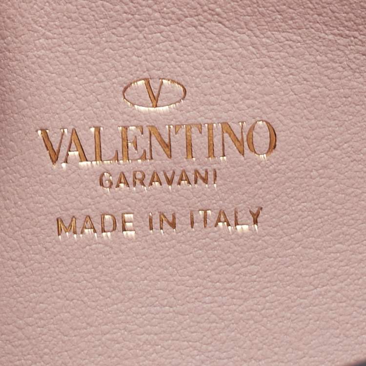Pre Owned Valentino Beige Leather Rockstud Phone Wristlet Pouch