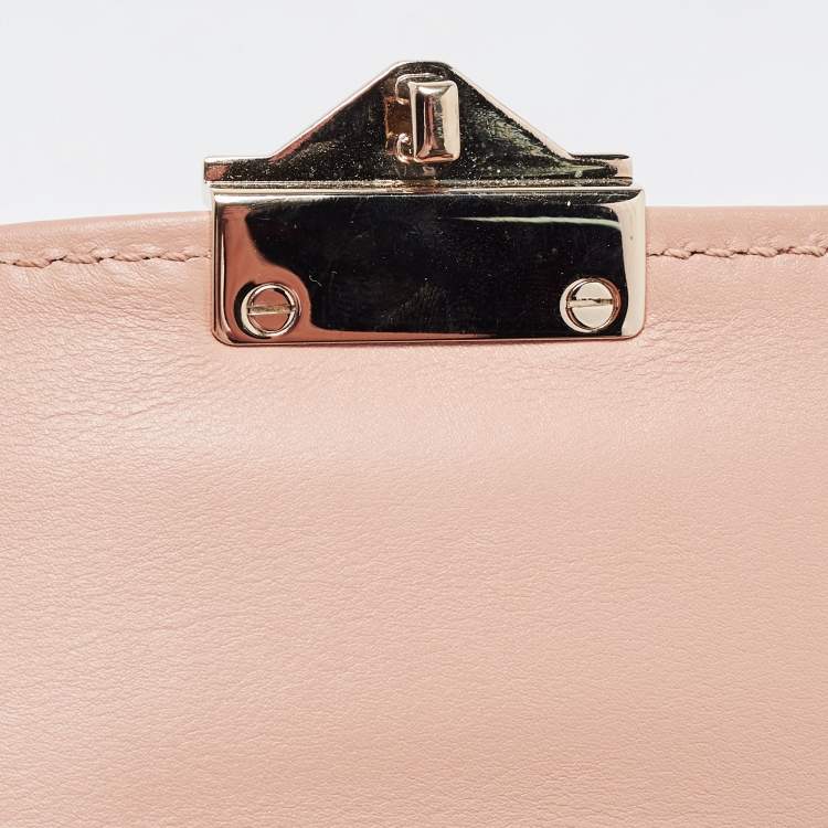 Pre Owned Valentino Beige Leather Rockstud Small Glam Lock Shoulder Bag