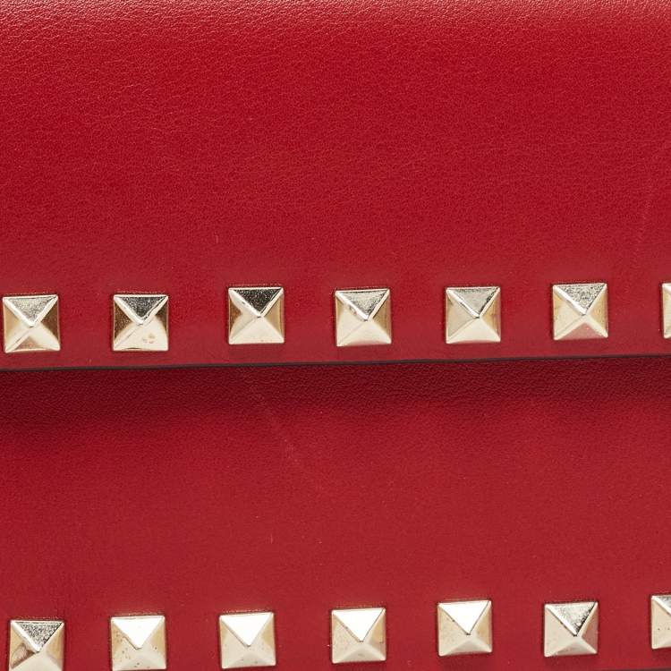 Pre Owned Valentino Red Leather Rockstud Bangle Clutch