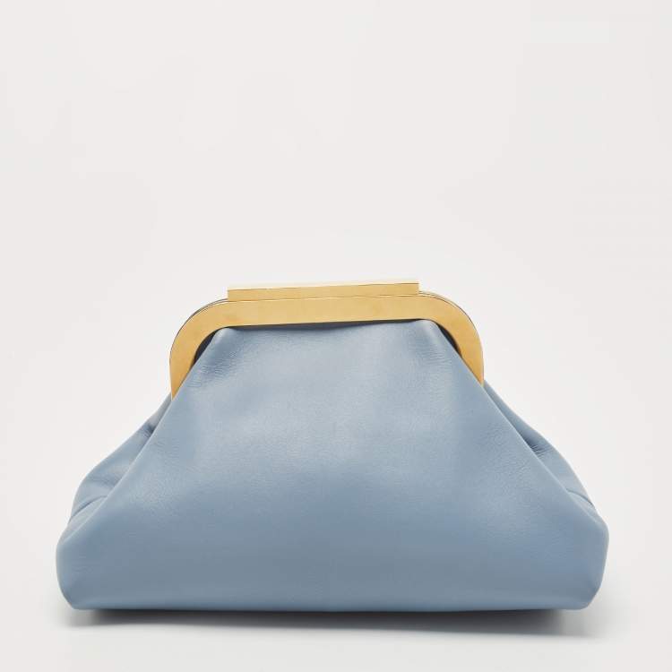 Pre Owned Valentino Light Blue Leather Supervee Clutch