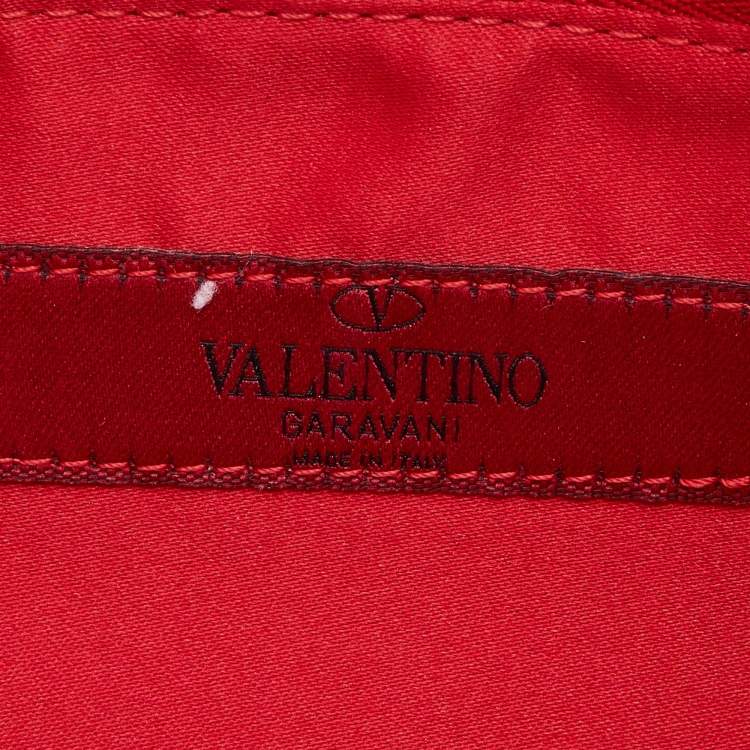 Pre Owned Valentino Red Satin Bow Clutch
