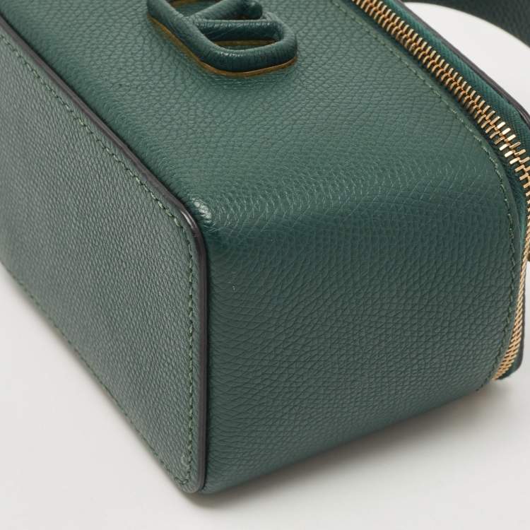 Pre Owned Valentino Green Leather  Mini VSling Vanity Case