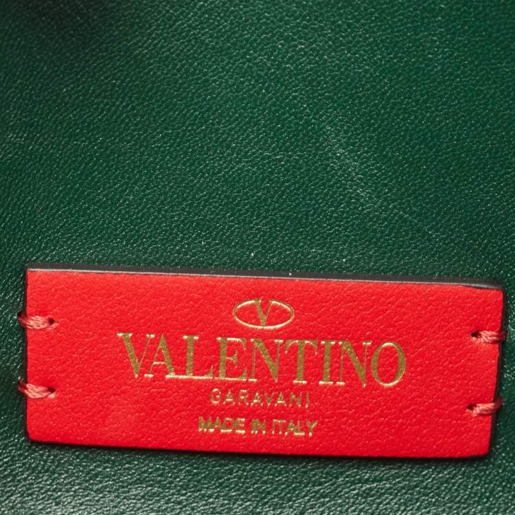 Pre Owned Valentino Green Leather  Mini VSling Vanity Case