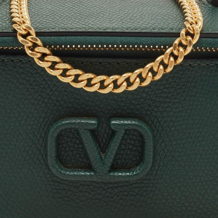 Pre Owned Valentino Green Leather  Mini VSling Vanity Case