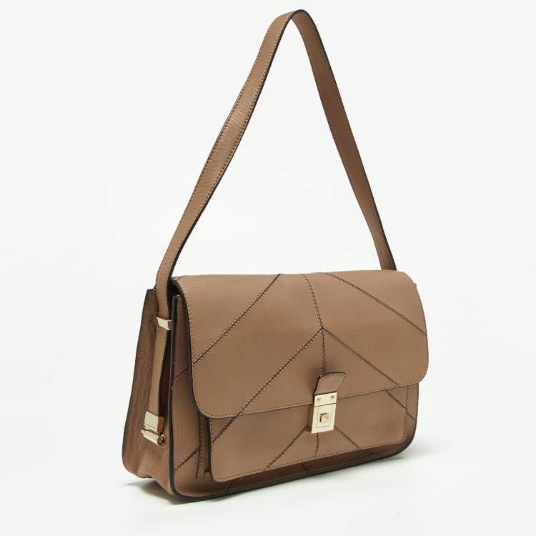 Pre Owned Valentino Beige Quilted Leather Flap Shoulder Bag