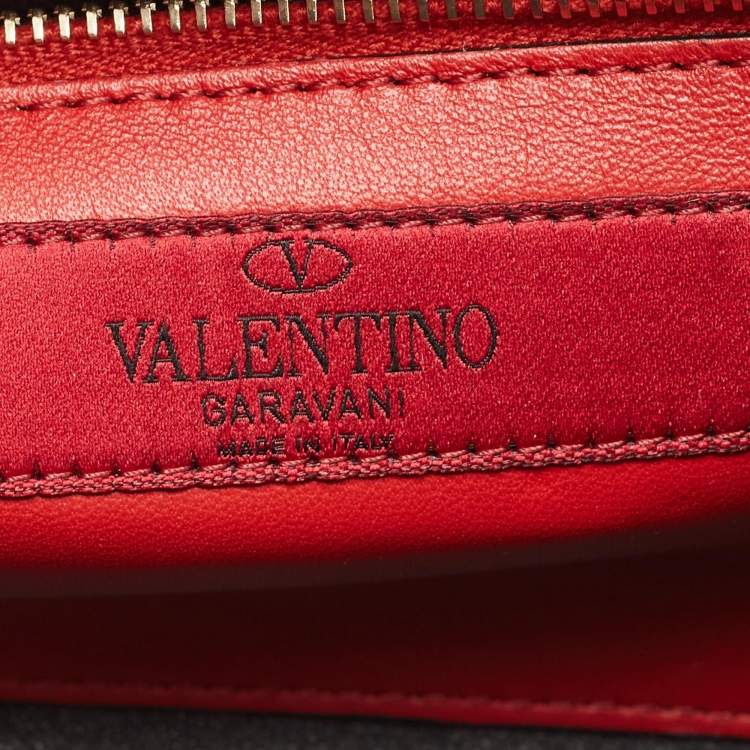 Pre Owned Valentino Metallic Rose Quilted Leather Rockstud Spike Chain Clutch 