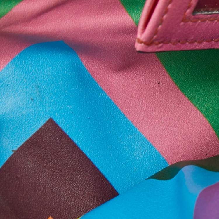 Pre Owned Valentino Multicolor Stripe Leather Rockstud Card Case
