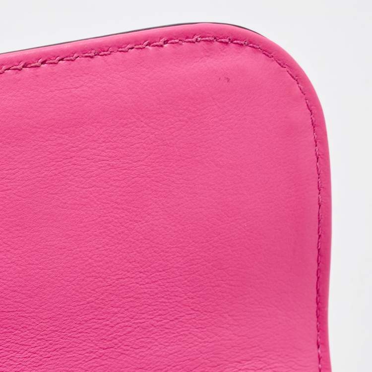 Pre Owned Valentino Pink Leather Medium Glam Lock Chain Shoulder Bag