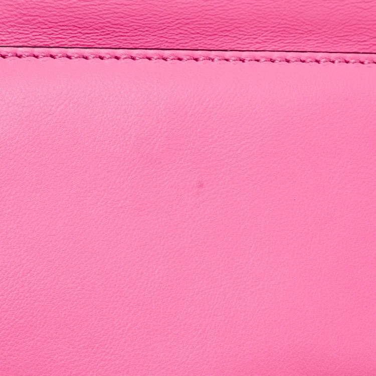 Pre Owned Valentino Pink Leather Medium Glam Lock Chain Shoulder Bag