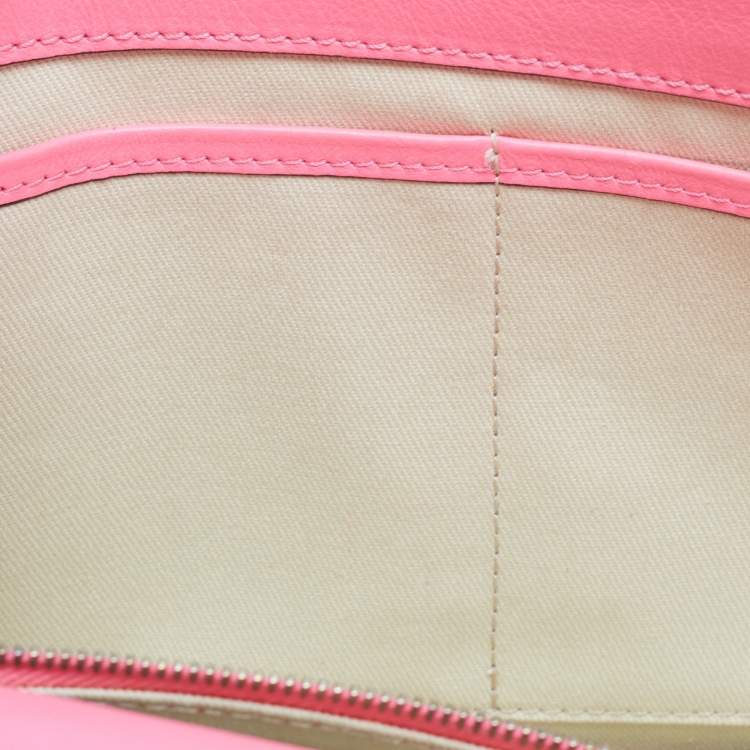 Pre Owned Valentino Pink Leather Medium Glam Lock Chain Shoulder Bag